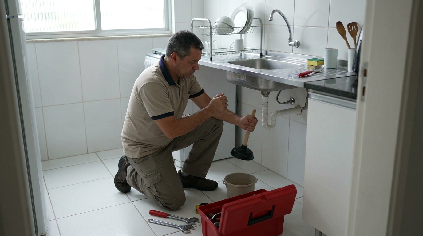 Desentupimento de pia residencial em Belém‑PA